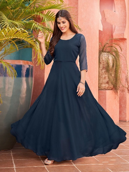 Blue Hills Ginisha Fancy Georgette Long Anarkali Kurti Collection