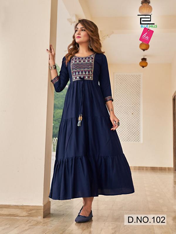 Blue Hills Jasmine 2 Festival Wear Rayon Long Anarkali Kurti Collection