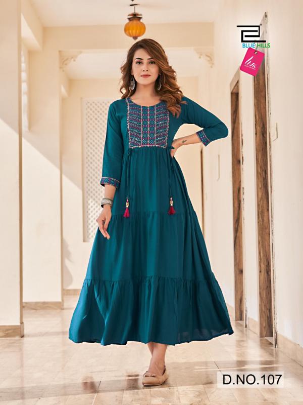 Blue Hills Jasmine 2 Festival Wear Rayon Long Anarkali Kurti Collection