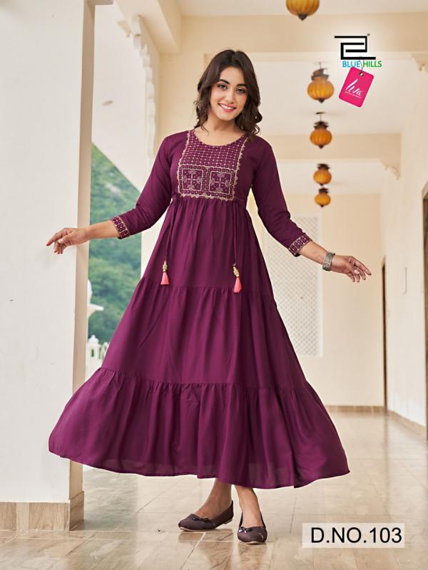 Blue Hills Jasmine 2 Festival Wear Rayon Long Anarkali Kurti Collection