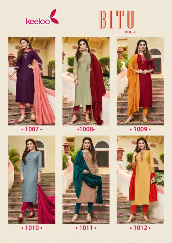 Keeloo Bittu 2 Fancy Wear Rayon Kurti Pant With Dupatta Collection