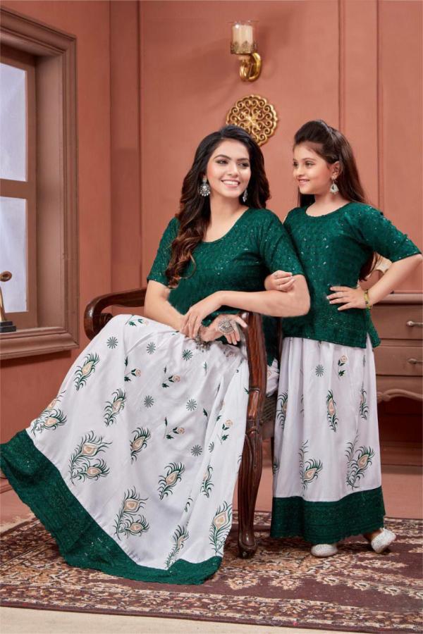 Lovely 01 Mother Daughter Combo Kurti With Skirt Collection