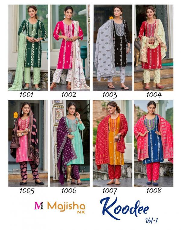 Majisha Nx Koodee 1 Festive Wear Rayon Designer Readymade Suit