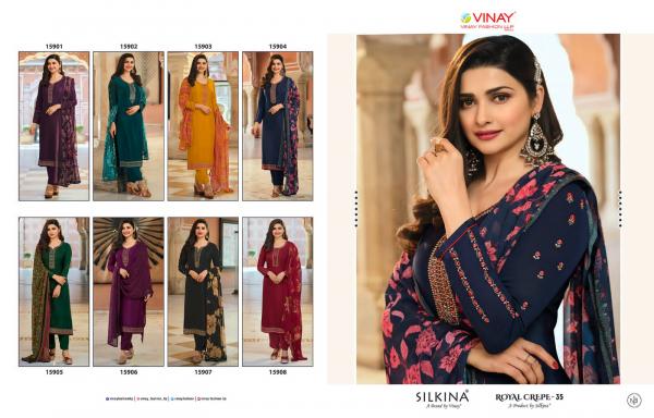 Vinay Silkina Royal Crepe 35 Festive Wear Embroidery Salwar Suits