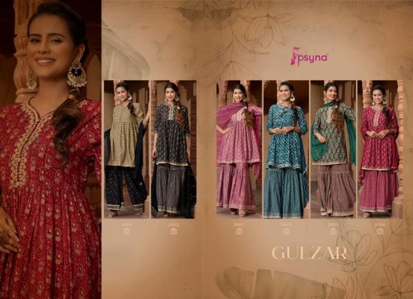 Psyna Gulzar Festive Wear Viscose Kurti Sharara With Dupatta Collection