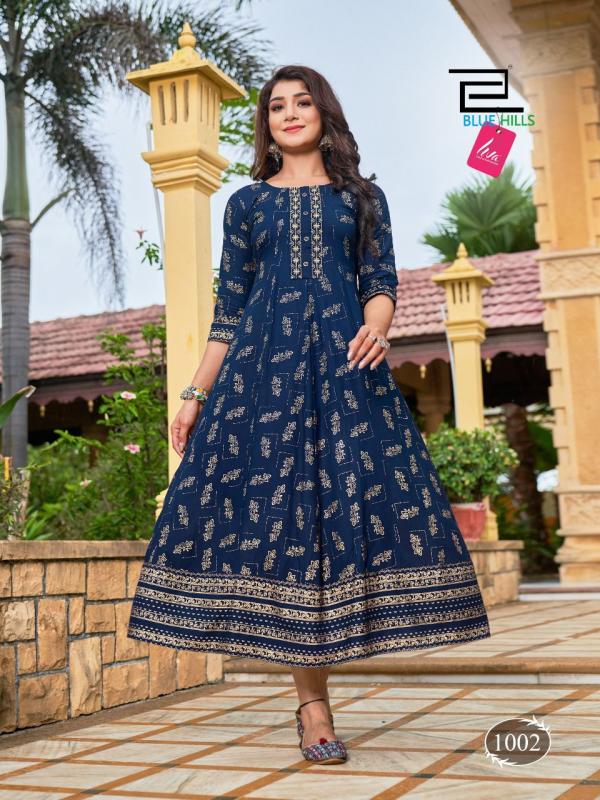 Blue Hills Catch Up Festive Wear Rayon Anarkali Kurti Collection