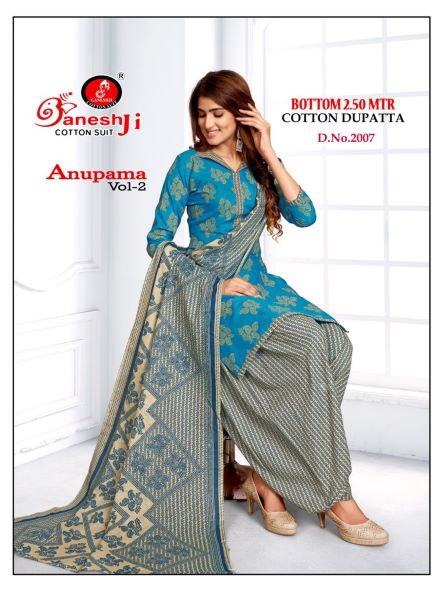 Ganeshji Anupama Vol-2 Indo Cotton Designer Patiyala Dress Material