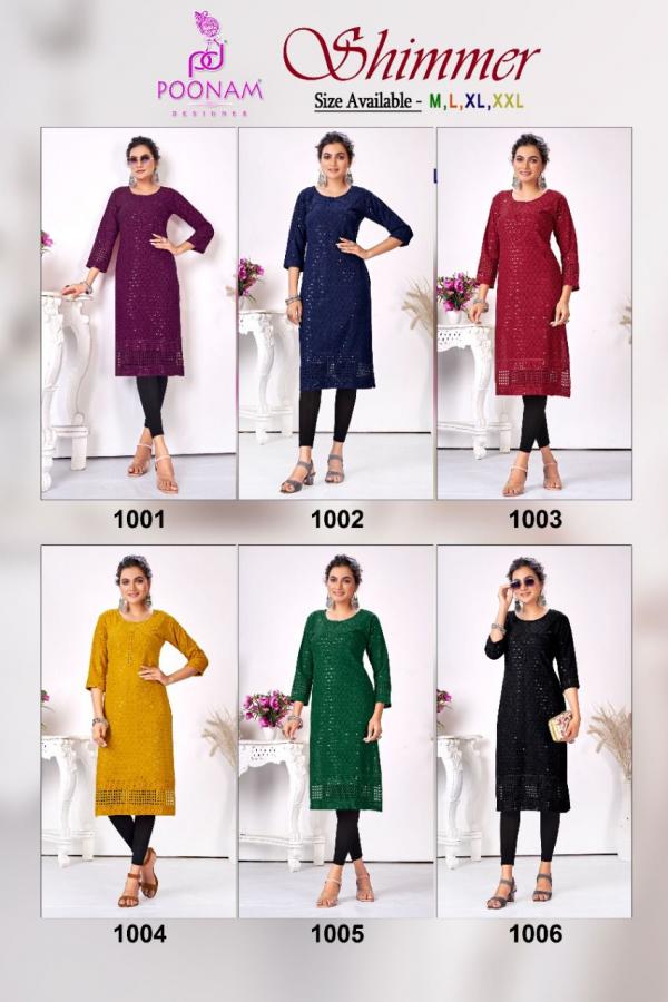 Poonam Shimmer Fancy Wear Sequence Rayon Kurti Collection