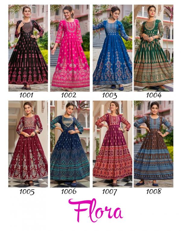 Banwery Flora Festive Wear Long rayon Anarkali Kurti Collection