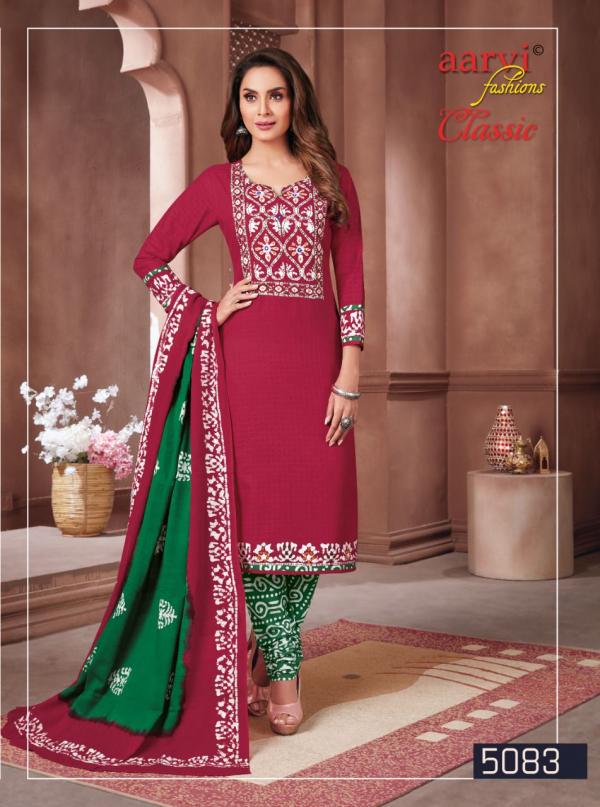 Aarvi Classic Vol 1 Cotton Wax Batik Embroidery Designer Dress Material