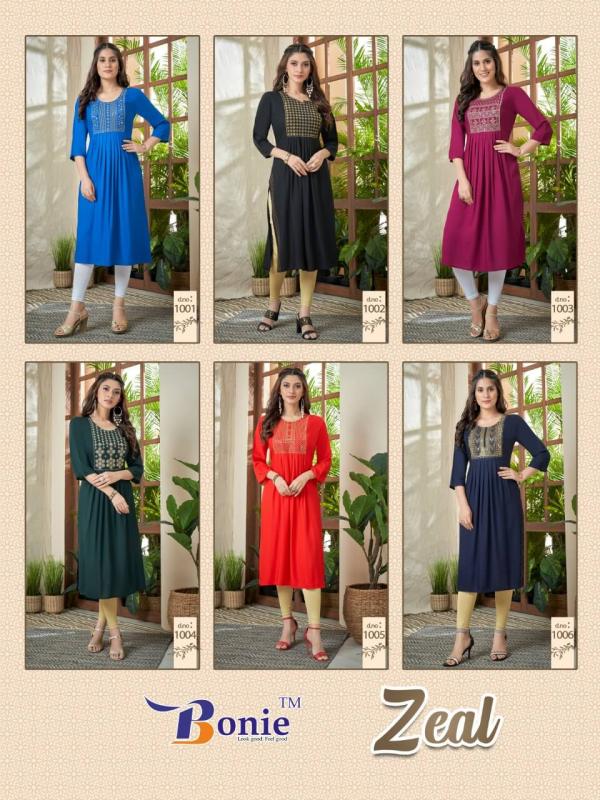 Bonie Zeal Nyra Cut Rayon Designer Kurti Collection