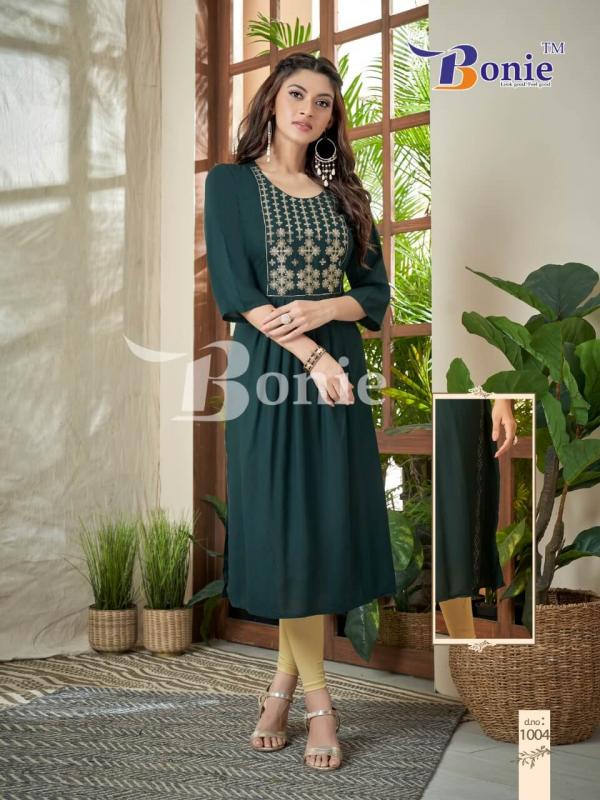 Bonie Zeal Nyra Cut Rayon Designer Kurti Collection