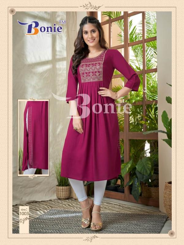 Bonie Zeal Nyra Cut Rayon Designer Kurti Collection