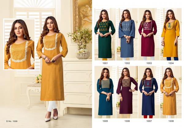 Jinesh Nx Laado Festive Wear Rayon Embroidery Kurti Collection