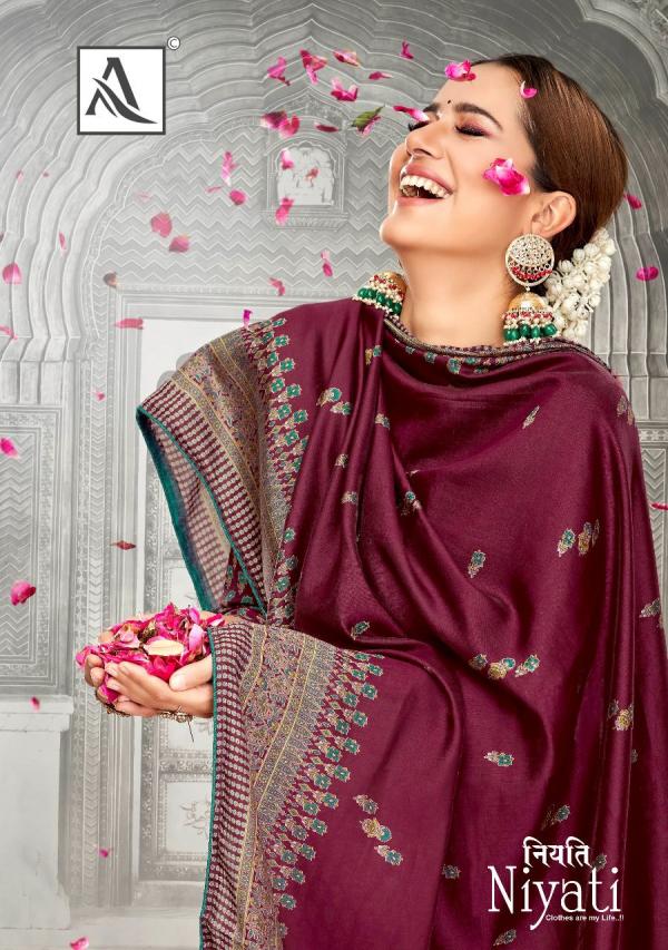 Alok Niyati Silk Designer Print With Embroidery Dress Material Collection 