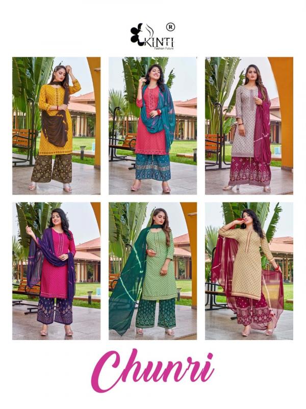 Kinti Chunri Festive Wear Rayon Designer Kurti Plazo With Dupatta Collection