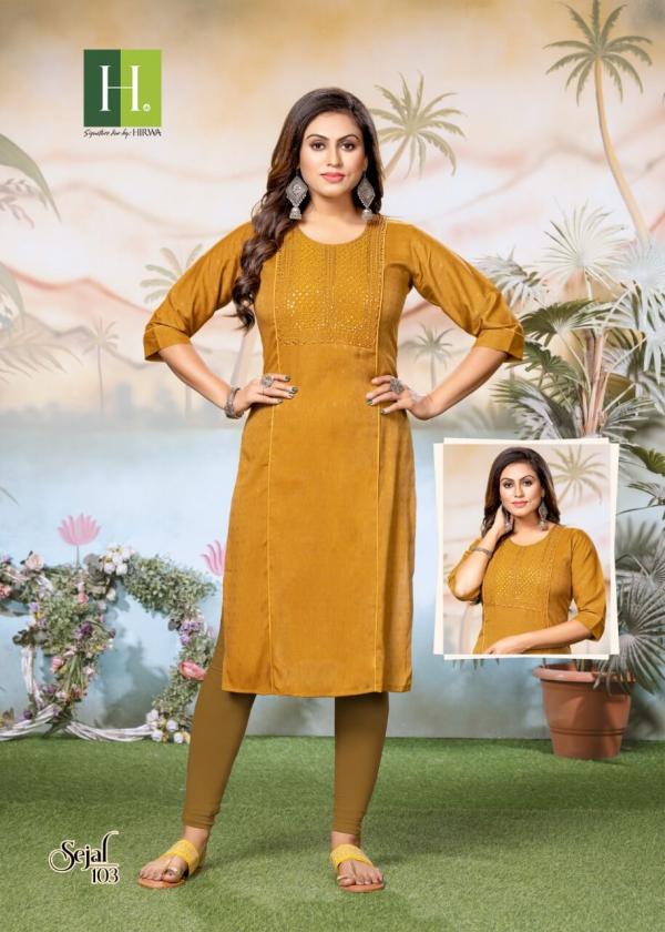 Hirwa Sejal Rayon Long Designer  Kurti collection