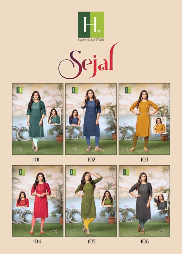 Hirwa Sejal Rayon Long Designer  Kurti collection