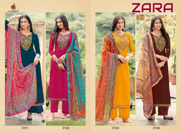 Cherry Zara 3101 Series Silk Designer Dress Material Collection