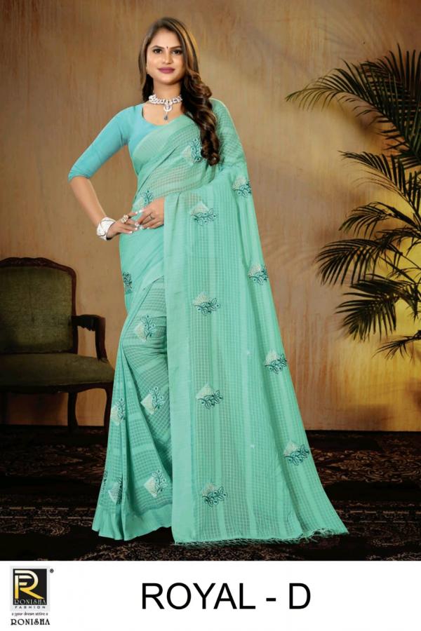 Ronisha Royal Georgette Pattern Beautiful Embroidery Saree Collection