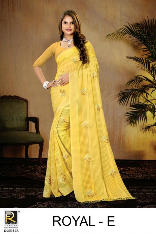 Ronisha Royal Georgette Pattern Beautiful Embroidery Saree Collection