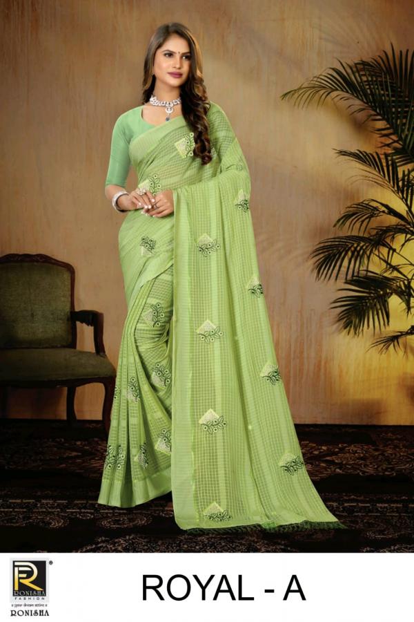 Ronisha Royal Georgette Pattern Beautiful Embroidery Saree Collection