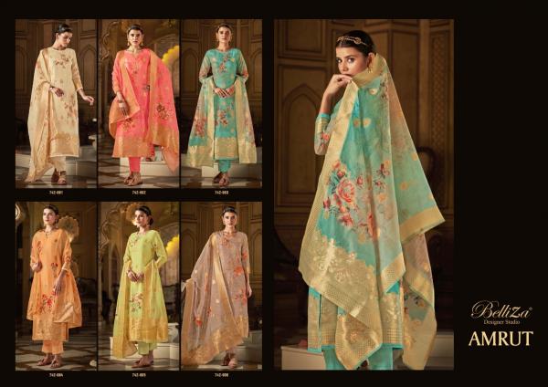 Belliza Amrut Pure Organza Jaquard Digital Print Embroidery Salwar Kameez 