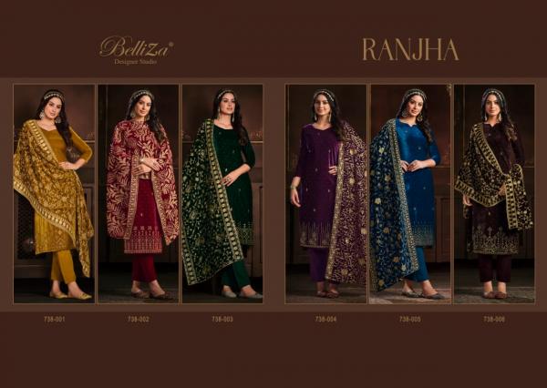 Belliza Ranjha Premium Velvet Designer Wear Winter Collection 