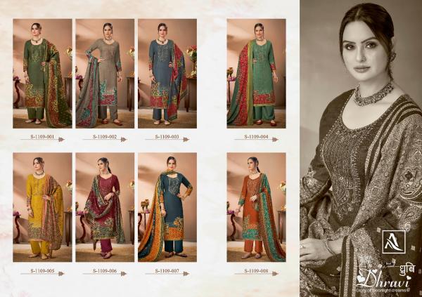 Alok Dhruvi Embroidery Winter Wear Pahsmina Dress Materail Collection