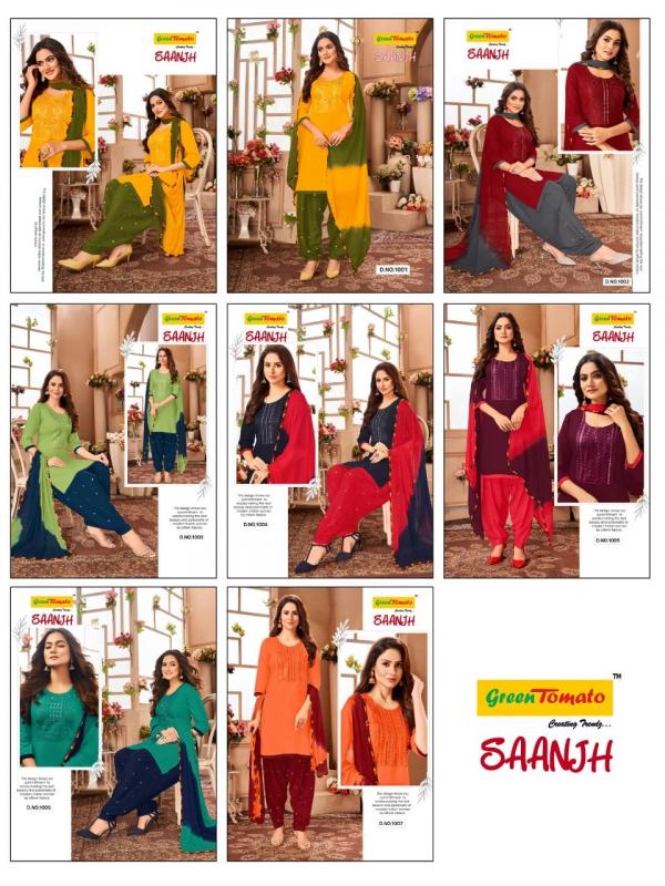 Green Tomato Saanjh Patiyala Wear Ready Made Collection