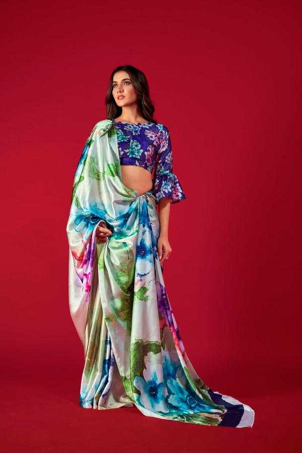 Rajpath Alexa Printed Wear Satin Crepe Saree Collection