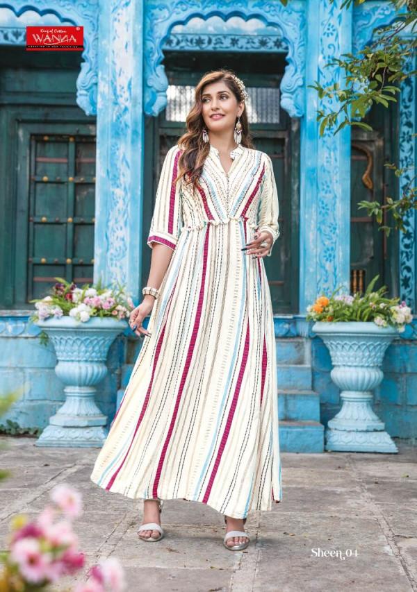 Wanna Sheen Rayon Trending Wear Printed Long Kurti Collection