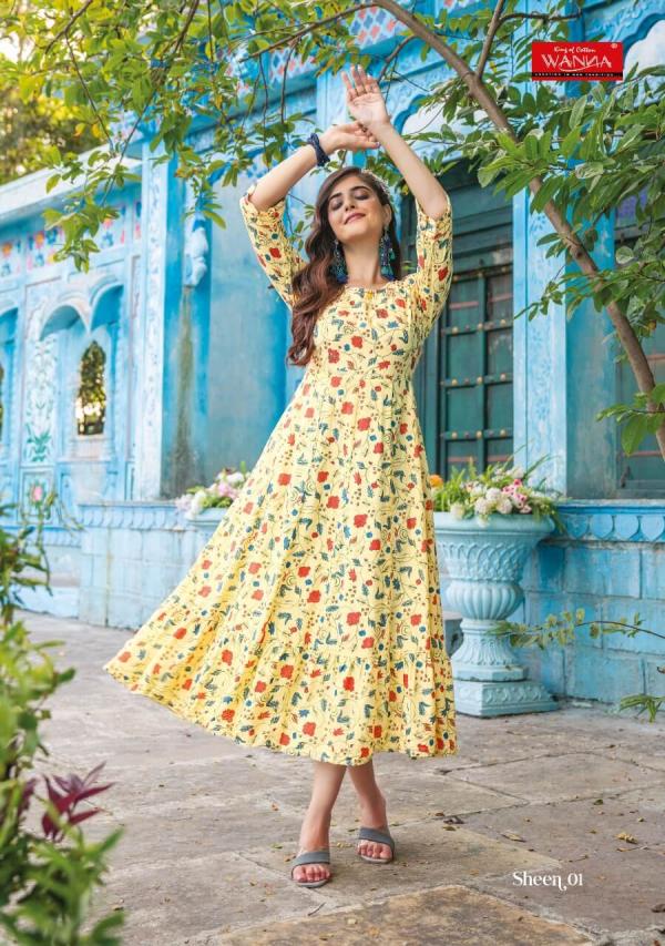 Wanna Sheen Rayon Trending Wear Printed Long Kurti Collection