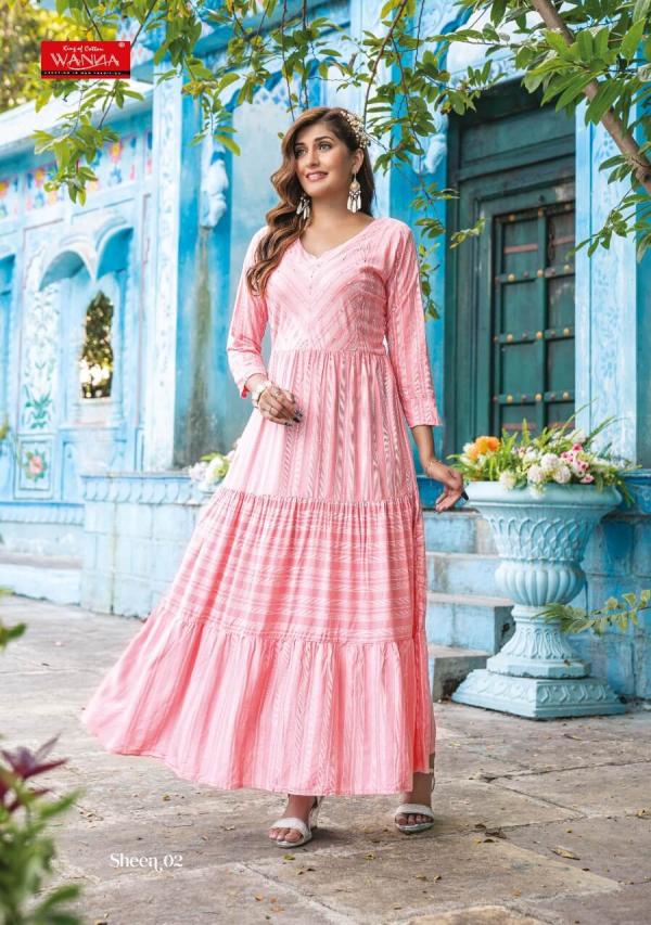 Wanna Sheen Rayon Trending Wear Printed Long Kurti Collection