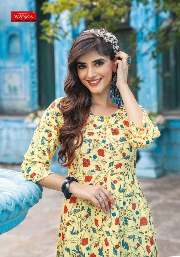 Wanna Sheen Rayon Trending Wear Printed Long Kurti Collection