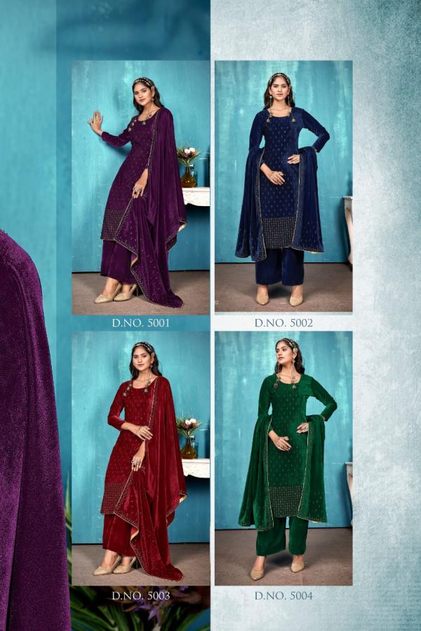 Bipson Zhalak 5001 To 5004 Velvet Wear Dress Material Collection 