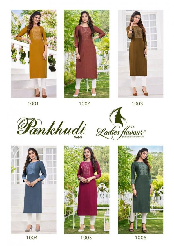 Ladies Flavour Pankhudi 3 Viscose Embroidery Kurti Collection