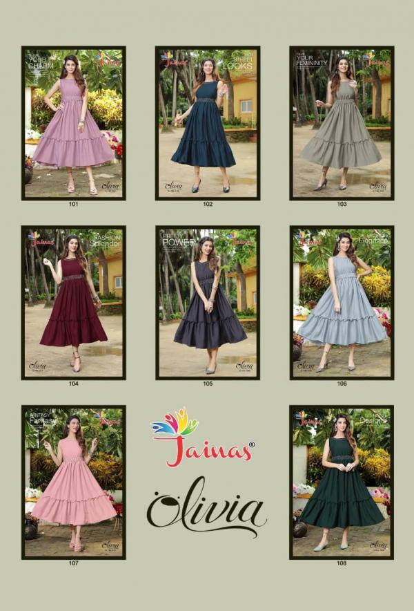 Jainas Olivia Ethnic Wear Chinon Designer Anarkali Kurti Collection