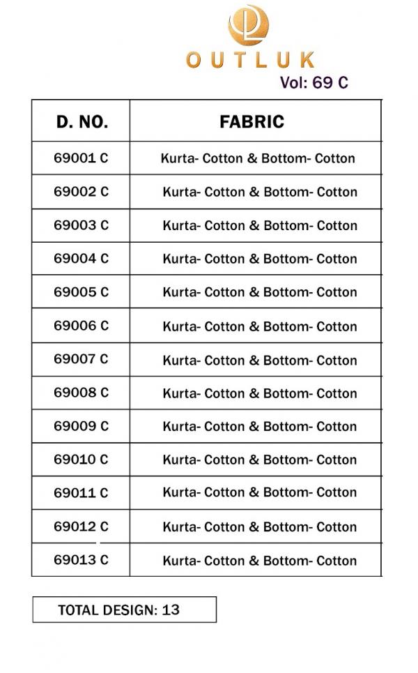 Outluk 69 C Regular Wear Cotton Kurta With Pajama Collection