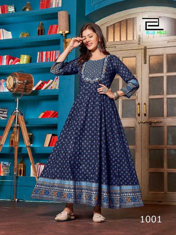 Blue Hills Cheese Heavy Rayon Long Anarkali Kurti Collection