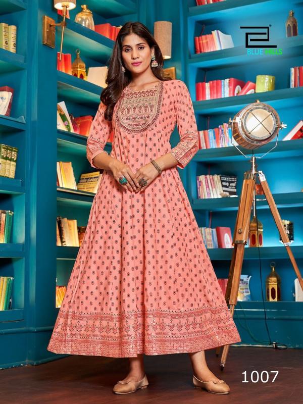 Blue Hills Cheese Heavy Rayon Long Anarkali Kurti Collection