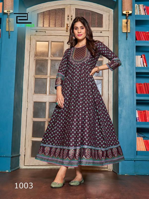 Blue Hills Cheese Heavy Rayon Long Anarkali Kurti Collection