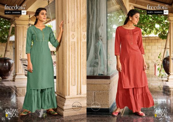 Global Local Freedom Rayon Designer Exclusive Kurti Pent Collecttion