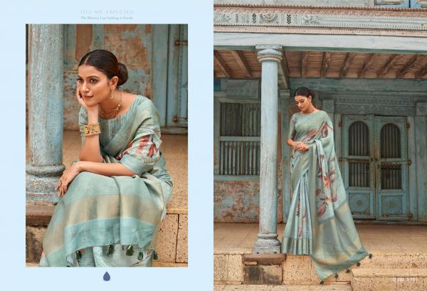 Bhumi Chhap 1 Pure Linen Floral Print Saree Collection