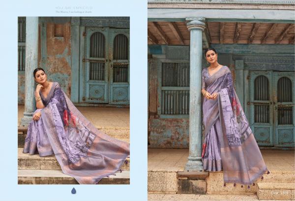 Bhumi Chhap 1 Pure Linen Floral Print Saree Collection