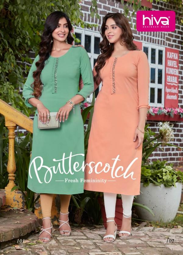 Hiva Butterscotch Ethnic Wear Straight Cut Kurti Collection