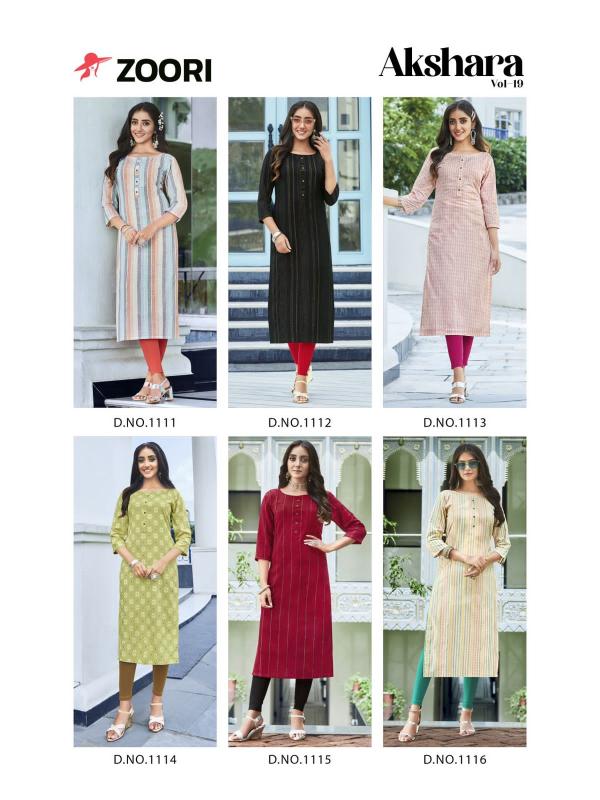 Zoori Akshara 19 Fancy Wear Rayon Designer Kurti Collection