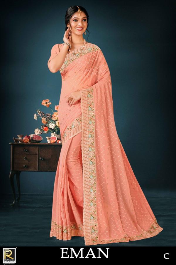 Ronisha Eman Fancy Wear Georgette Saree Collection