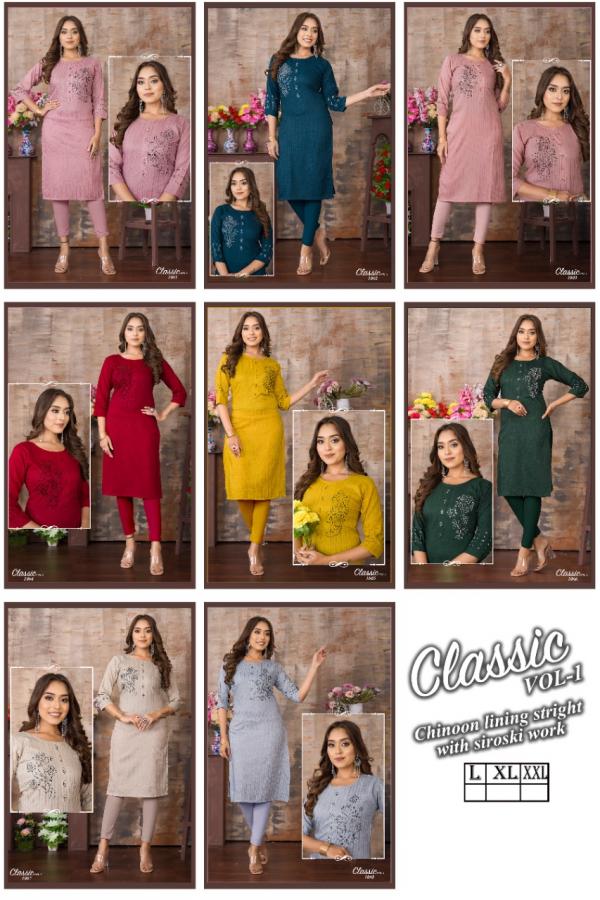 Classic Vol 1 Ethnic Wear Straight Cut Kurti Collection