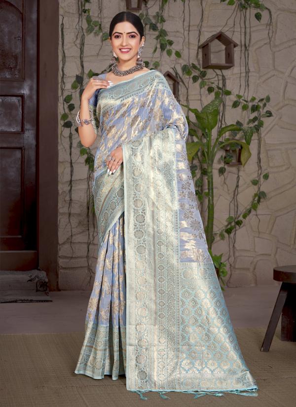 Sangam Anjani Cotton Organza Weaving Rich Sarees Collection